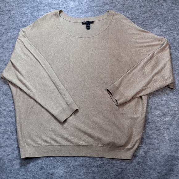 INC INTERNATIONAL CONCEPTS Womens 0X Metallic Gold Shimmer Pullover Sweater - Picture 2 of 9
